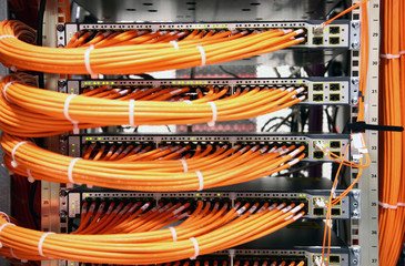 Network cabling in a server rack